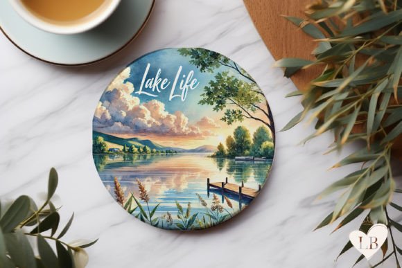 Download Lake Life Round Coaster PNG, Lake Dock D - Premium Bundle