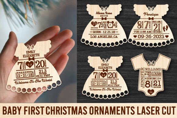 Download Baby First Christmas Ornaments Laser Cut - Christmas ornaments Collection